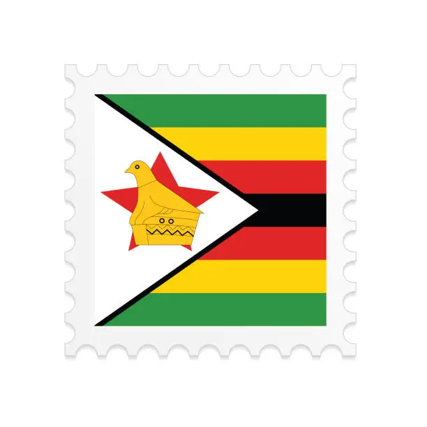 Vector illustration of Zimbabwe flag postage stamp on white background