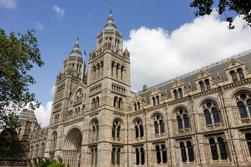 London, UK - 16 July 2023: Facade of London Natural History Museum building