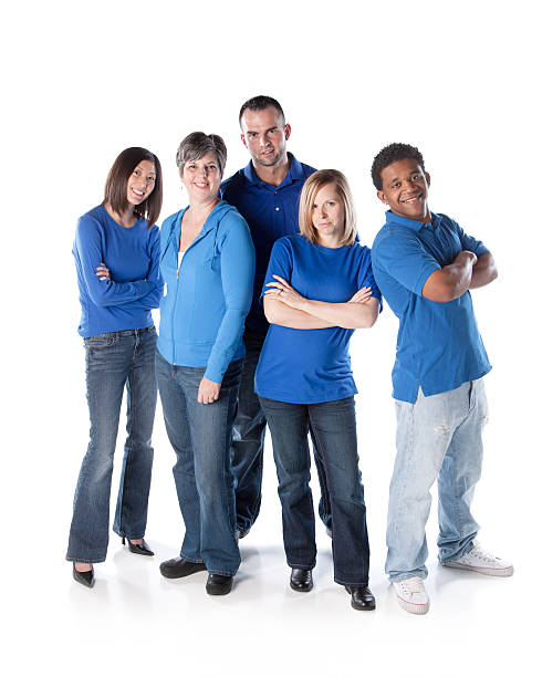 istock Real People: Group Diverse Adults Standing Together Full Length Blue 155350032