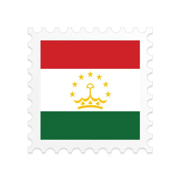 Vector illustration of Tajikistan flag postage stamp on white background