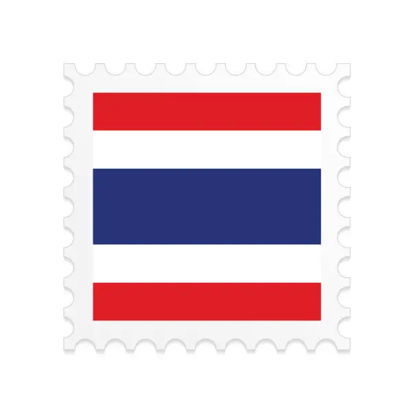 Vector illustration of Thailand flag postage stamp on white background