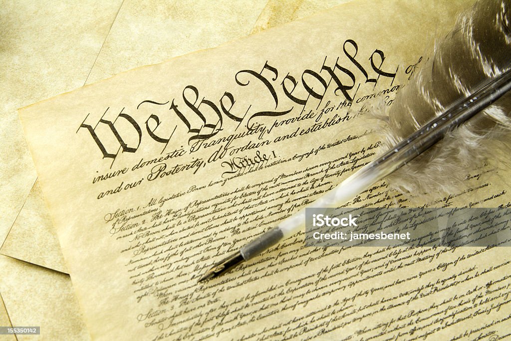 Amerikanische Verfassung mit Quill Pen - Lizenzfrei Schreibfeder Stock-Foto