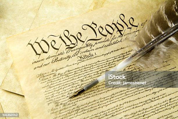 Us Constitution With Quill Pen Stock Photo - Download Image Now - Constitution, Quill Pen, Feather