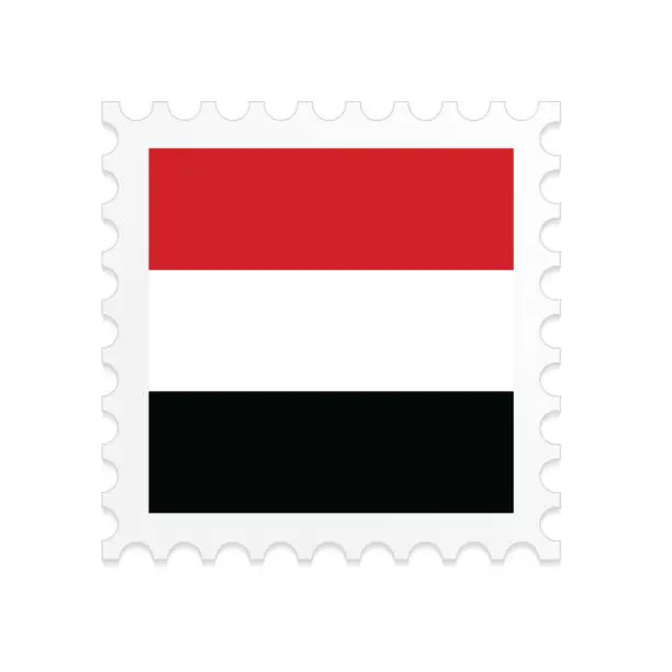 Vector illustration of Yemen flag postage stamp on white background