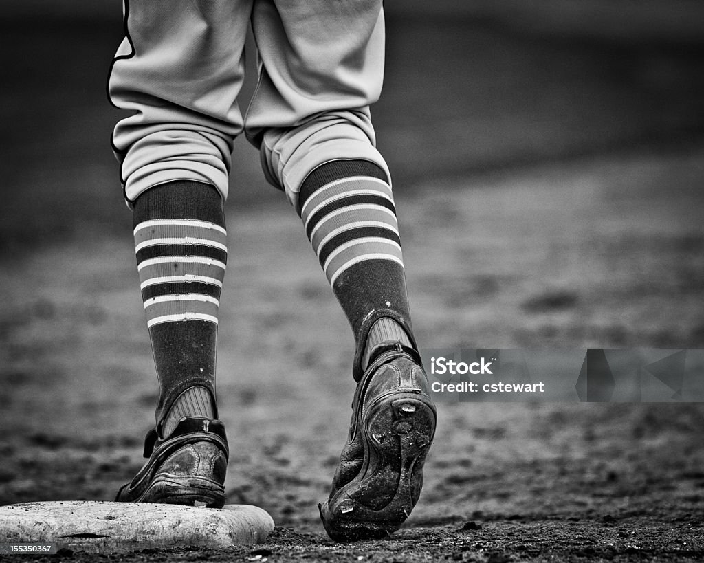 Base Runner on First  Retro Style Stock Photo