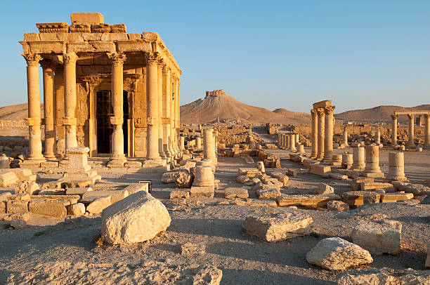 Temple of Baal Shamin in Palmyra, Syria stock photo