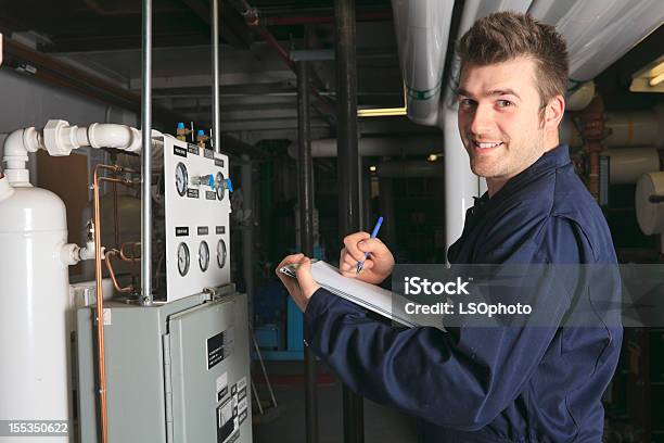 Boiler Room Data View Smile Stock Photo - Download Image Now - Furnace, Repairing, Examining