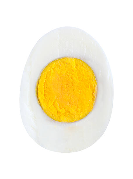 Half egg Sliced egg, high angle view. See also: boiled egg photos stock pictures, royalty-free photos & images