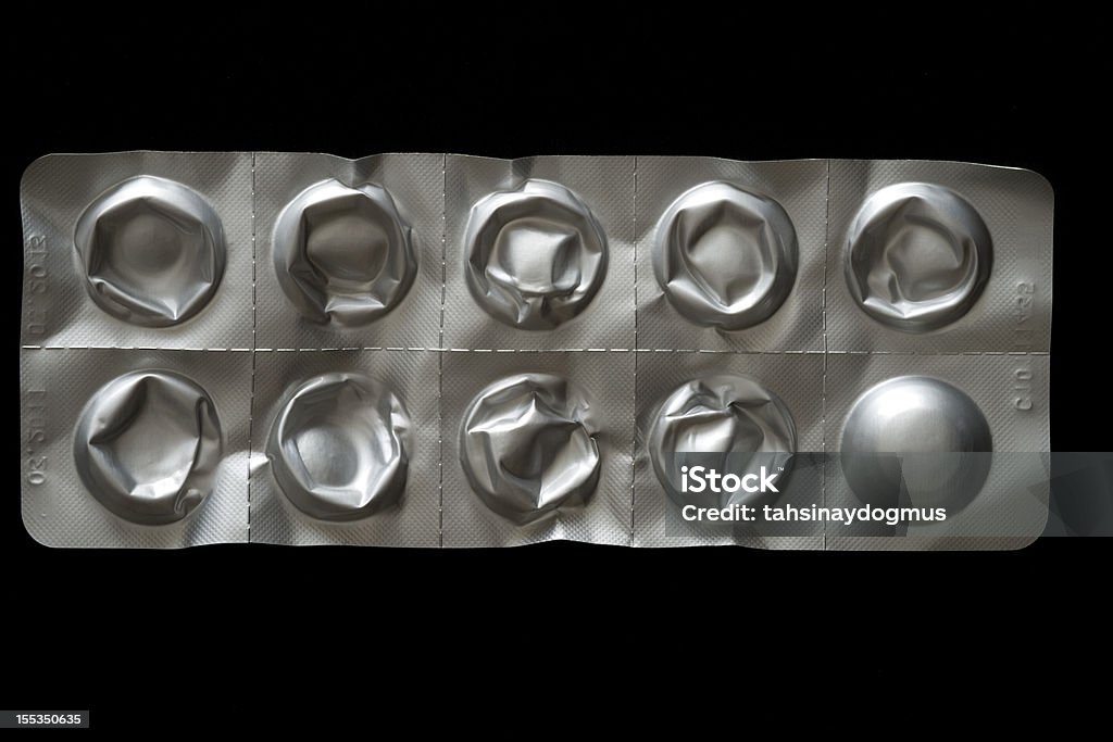 Silver blister packs of pills Antibiotic Stock Photo