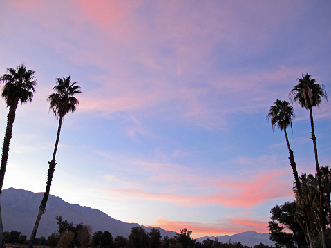 Sunset over the San Jacinto Mountain Range near Palm Springs, California.