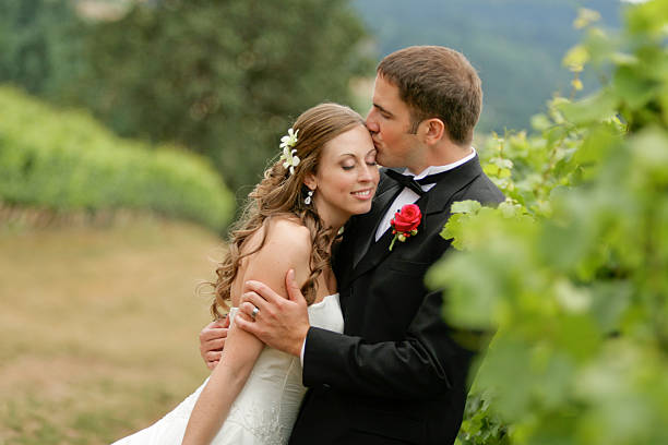 romantyczny widok mąż całować jego żona - meteorology elegance outdoors loving zdjęcia i obrazy z banku zdjęć