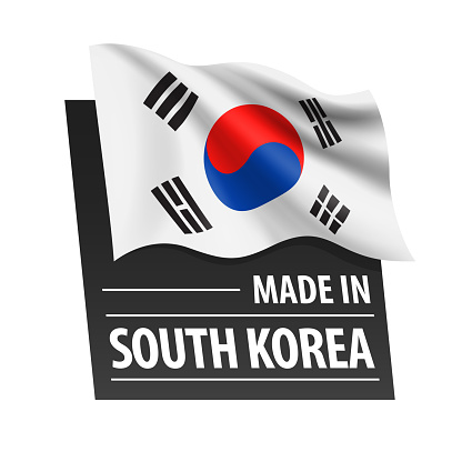 Made in South Korea - vector illustration. Flag of South Korea and text isolated on white backround