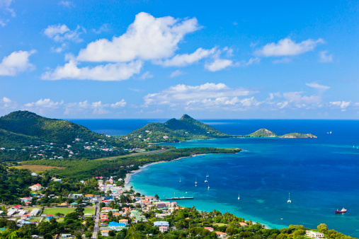 From the hill of Belair, the site of the Carriacou hospital, you can have a breathtaking view of the town of Hillsborough and its beautiful bay. Some old rusty cannons are pointed on the bay. Carriacou, Grenada W.I. Canon EOS 5D Mark II