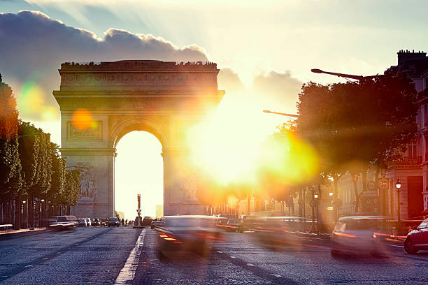 istock Avenue des Champs-Elysees with Arch of Triumph during sunset 155351566