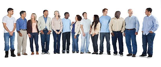 istock Group of people looking at each other, on white background 155351976