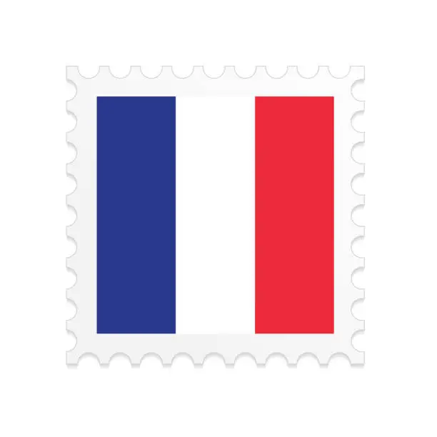 Vector illustration of France flag postage stamp on white background