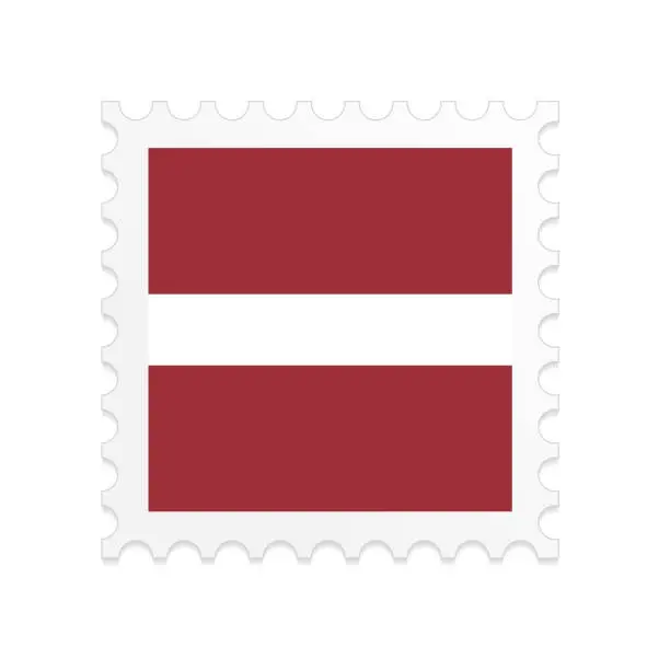 Vector illustration of Latvia flag postage stamp on white background