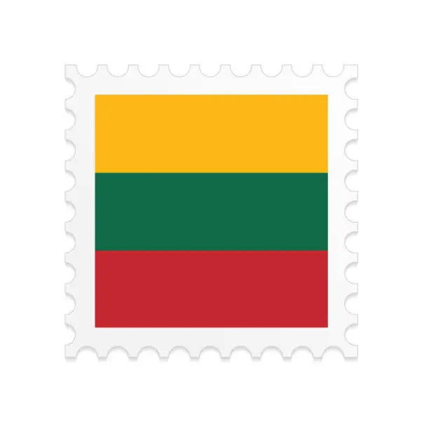 Vector illustration of Lithuania flag postage stamp on white background