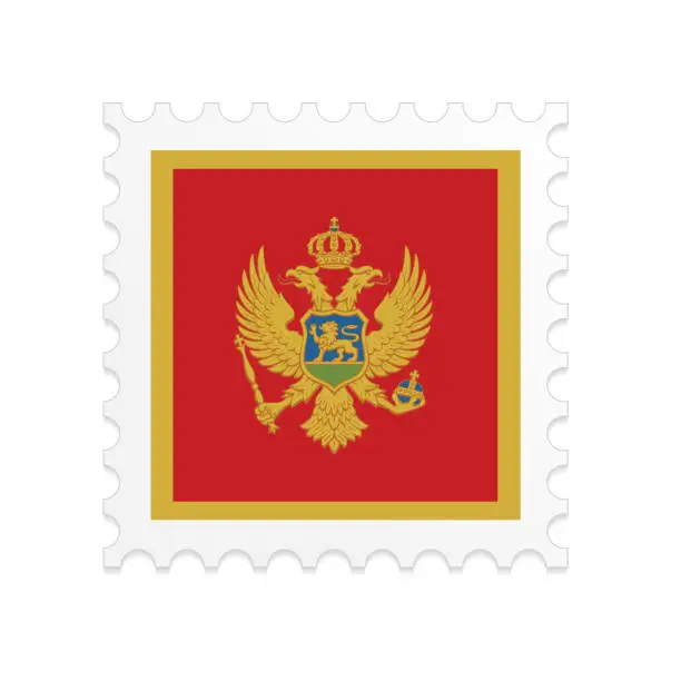 Vector illustration of Montenegro flag postage stamp on white background