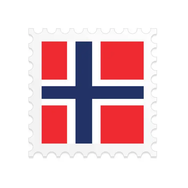 Vector illustration of Norway flag postage stamp on white background