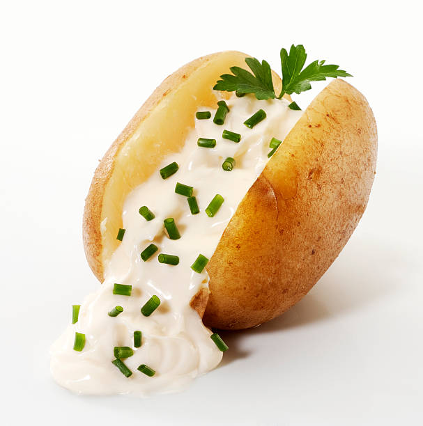 Baked potato stock photo