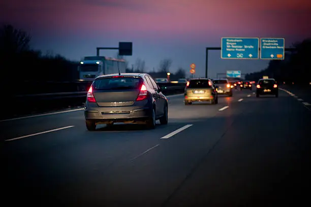 Photo of German autobahn at dusk