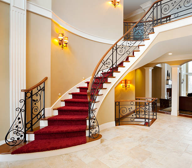 carpeted stairway in the house