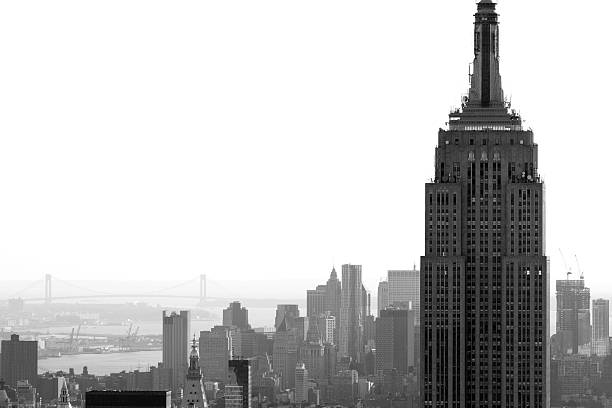 Black and white photo of New York City skyline stock photo