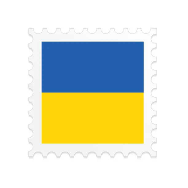 Vector illustration of Ukraine flag postage stamp on white background