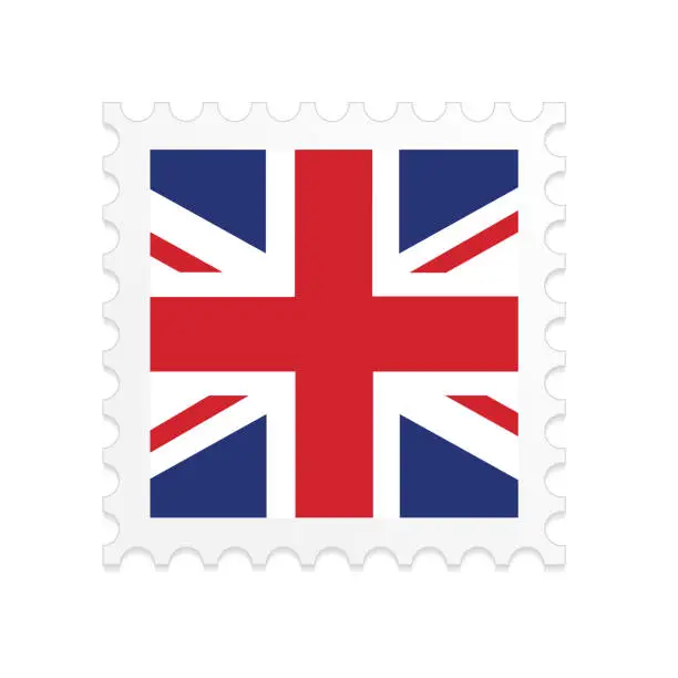Vector illustration of United Kingdom flag postage stamp on white background