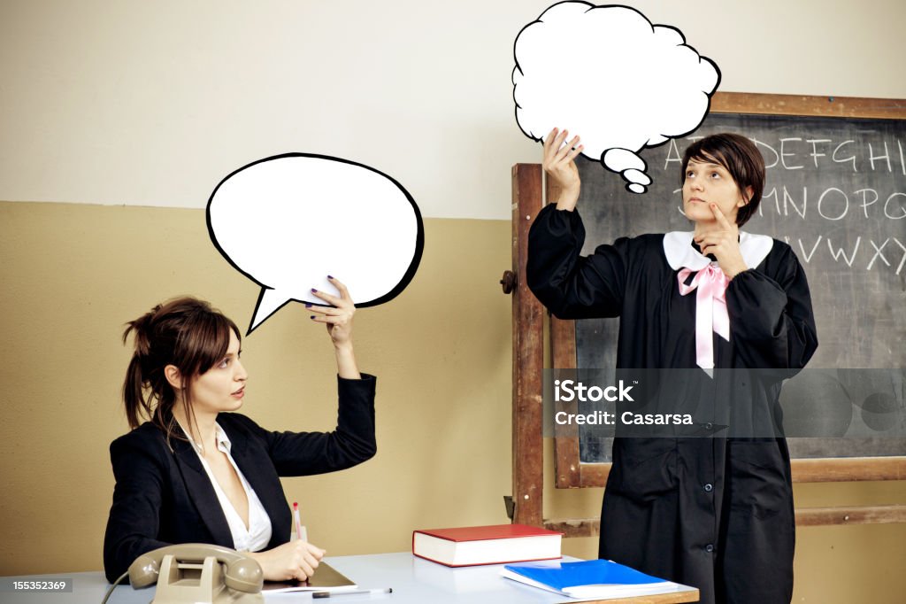 At the blackboard  20-24 Years Stock Photo