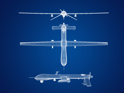 Unmanned Aircraft System (UAS) Blueprint. High resolution digitally generated image