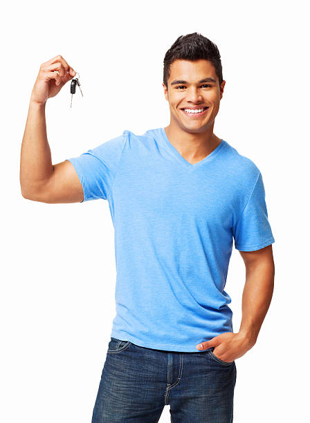 istock Young Man Holding Car Keys - Isolated 155352513