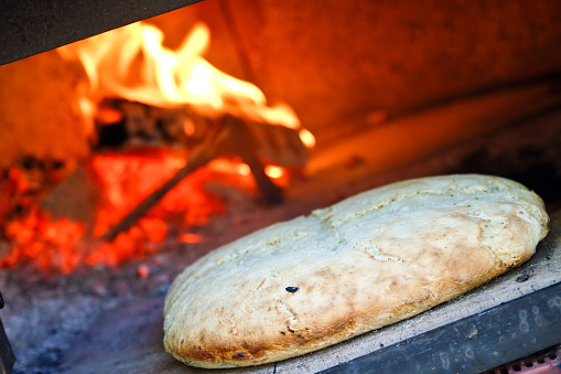 Original homemade bread in wood oven