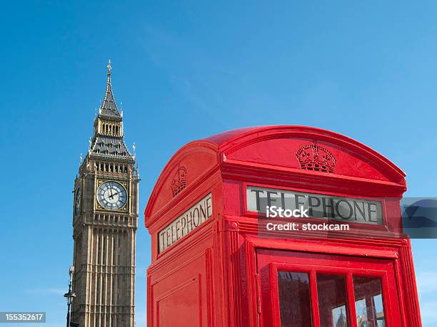Telefono Rosso Scatola Davanti Al Big Ben Di Londra - Fotografie stock e altre immagini di Ambientazione esterna