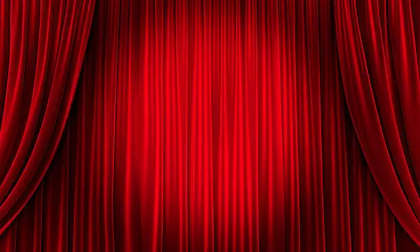 Photo of Big event red curtains with spotlight
