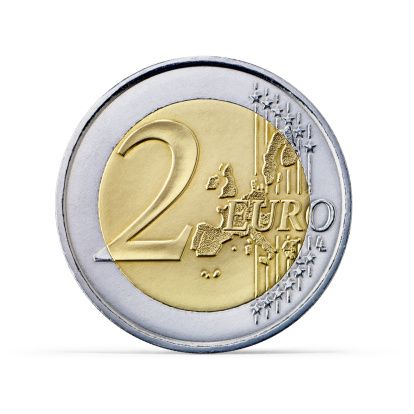 Moneda de dos euros (clipping path (Borde de corte photo