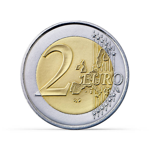 moneda de dos euros (clipping path (borde de corte - one euro coin fotografías e imágenes de stock