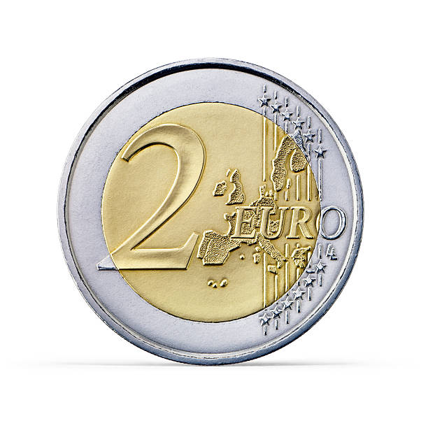 Two Euro coin (+clipping path) stock photo