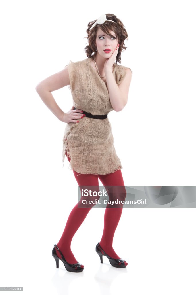 Woman Wearing Burlap Potato Sack Dress  1950-1959 Stock Photo