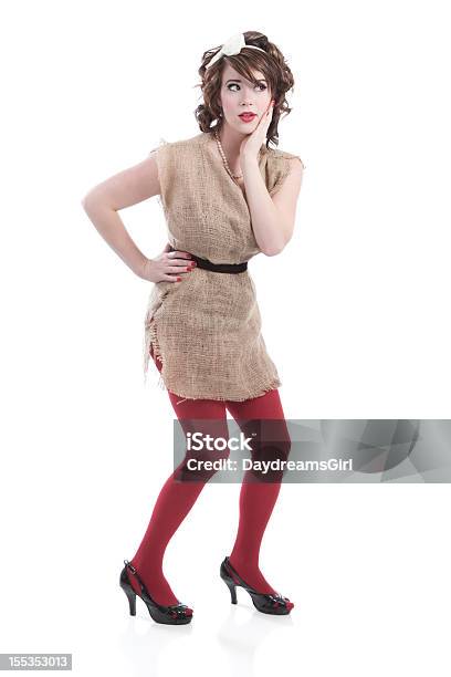 Woman Wearing Burlap Potato Sack Dress Stock Photo - Download Image Now - 1950-1959, Adult, Adults Only