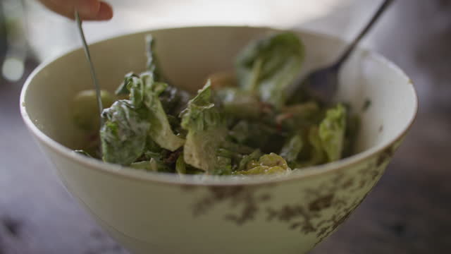 Eating vegetable Salad