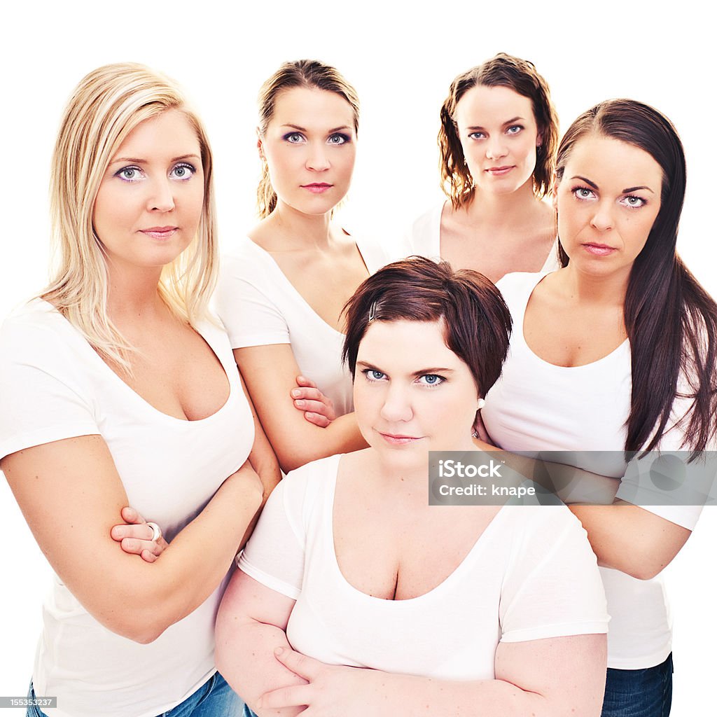 Amici in t-shirt bianca - Foto stock royalty-free di Gruppo di persone