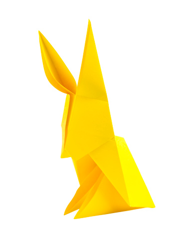 yellow origami easter bunny