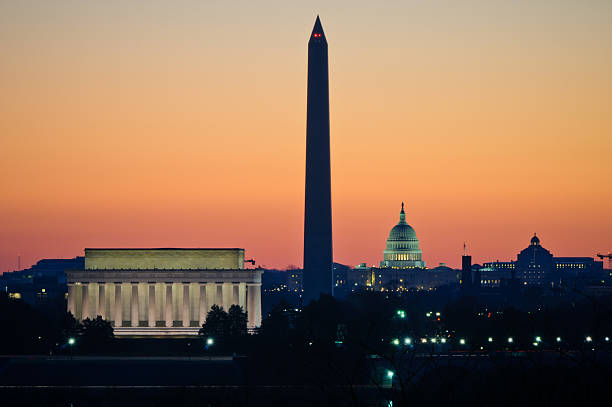 Washington DC During Civil Twilight stock photo