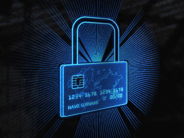 Secure credit card (Blue) stock photo