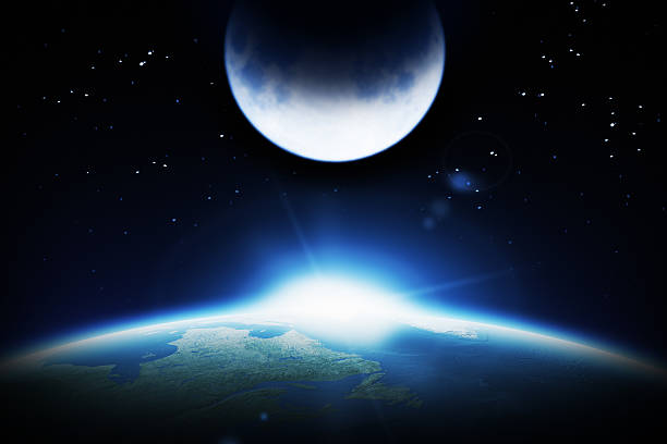 istock Earth, Moon and rising Sun 155354305
