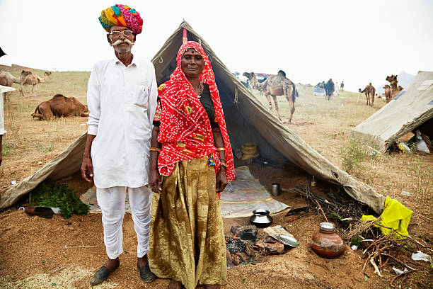 couple in Pushkar cattle fair, India