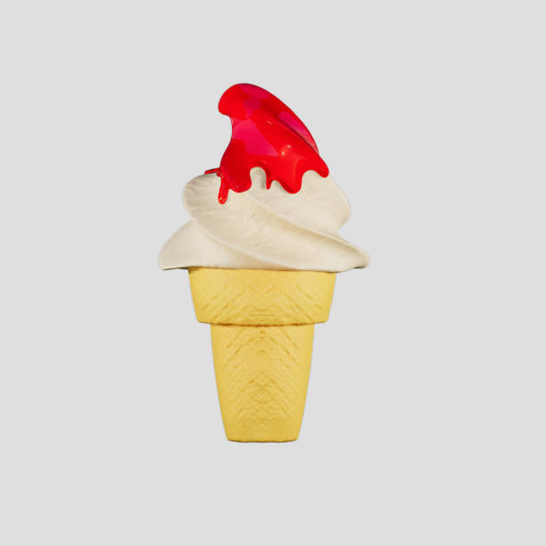istock Ice cream in a waffle cone is delicious. Highly detailed 3d rendering illustration mock-up front view. Blank Isolated on white background. 1553543343