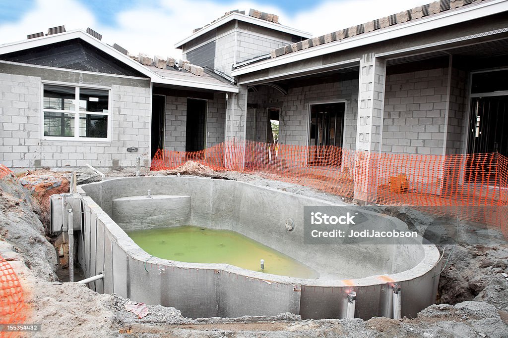 Nova série de construção de cimento piscina - Foto de stock de Piscina royalty-free